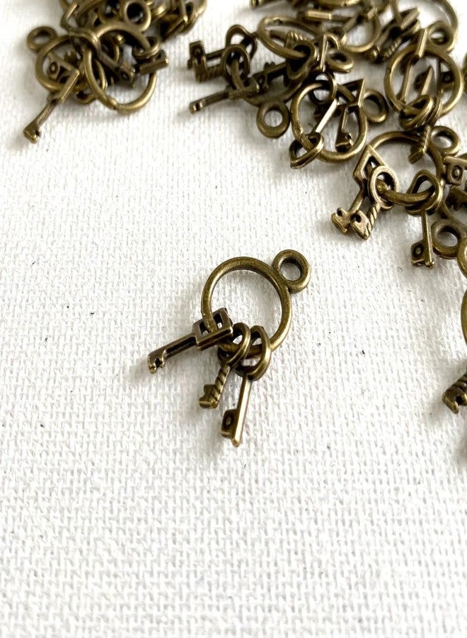 RillyRellow Dollhouse Miniature Key, 1:6 Scale Tiny Key Pendants, Set of Three Skeleton Keys, Miniatures Metal Keys, for Dollhouse Miniature Making Crafts (5PCS) - Image 2